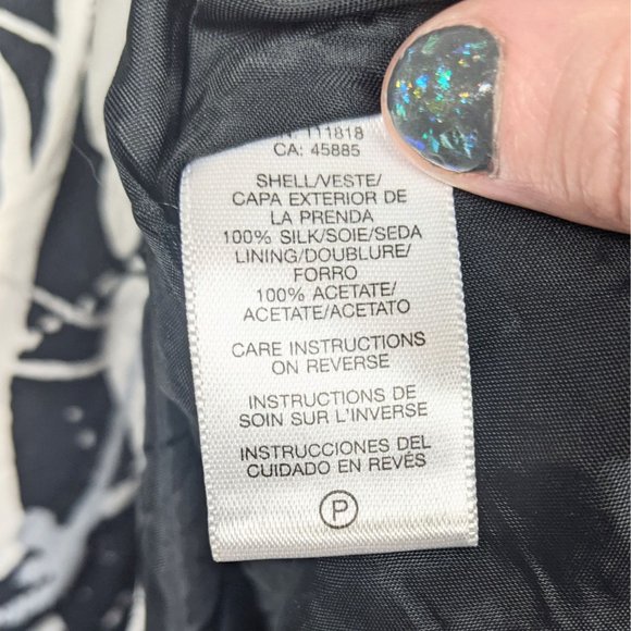 Michael Kors Silk Splatter Print Shift Dress 2 Black White y2k Style Print - Picture 7 of 7